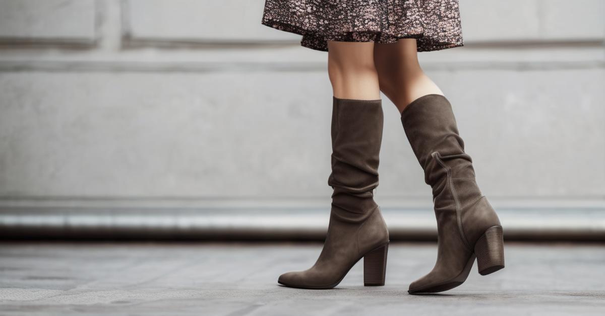 Letnie buty i sukienki midi w stylizacji flat lay.