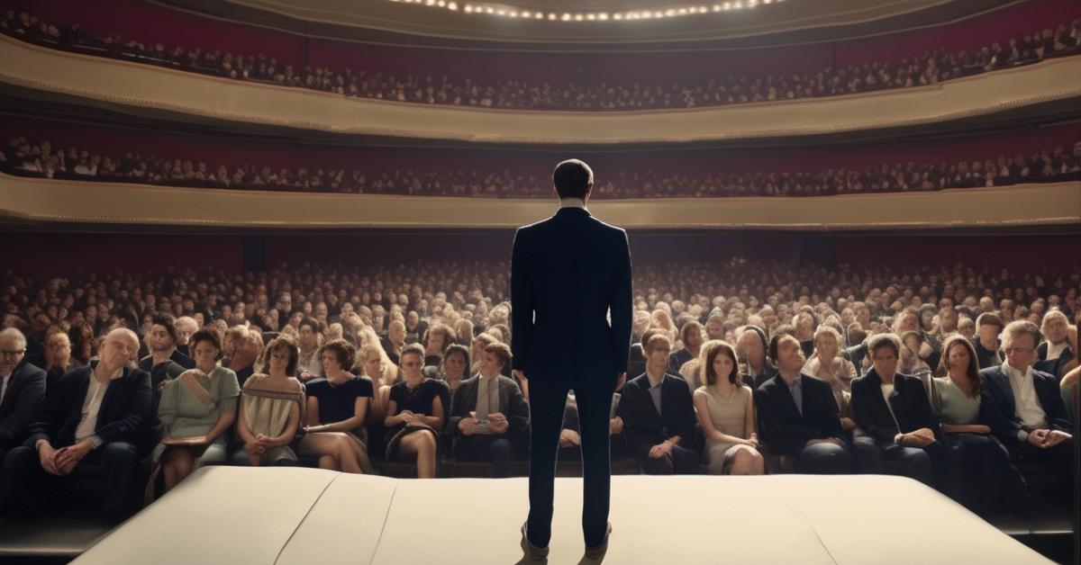 Para ubrana w stroje wieczorowe w eleganckim teatrze.